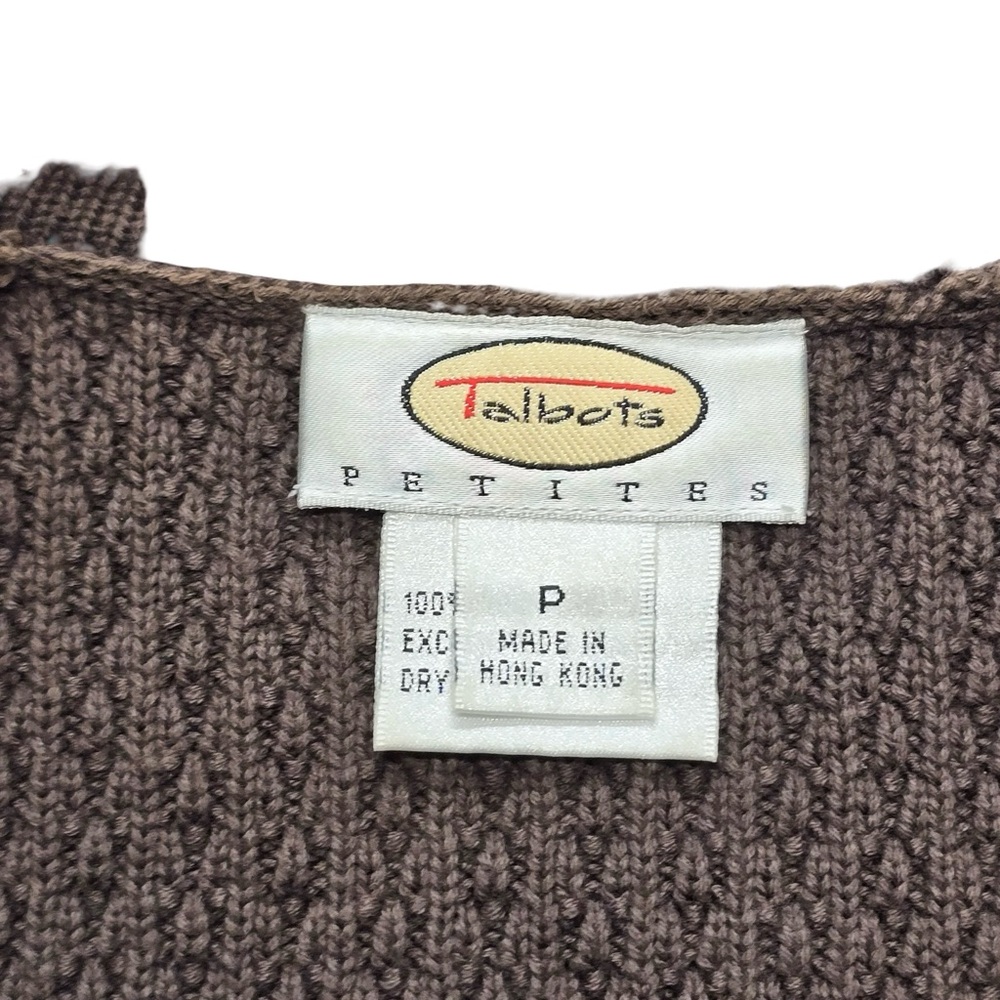 Talbots Petites Knit Jacket Button Front Chocolat… - image 4
